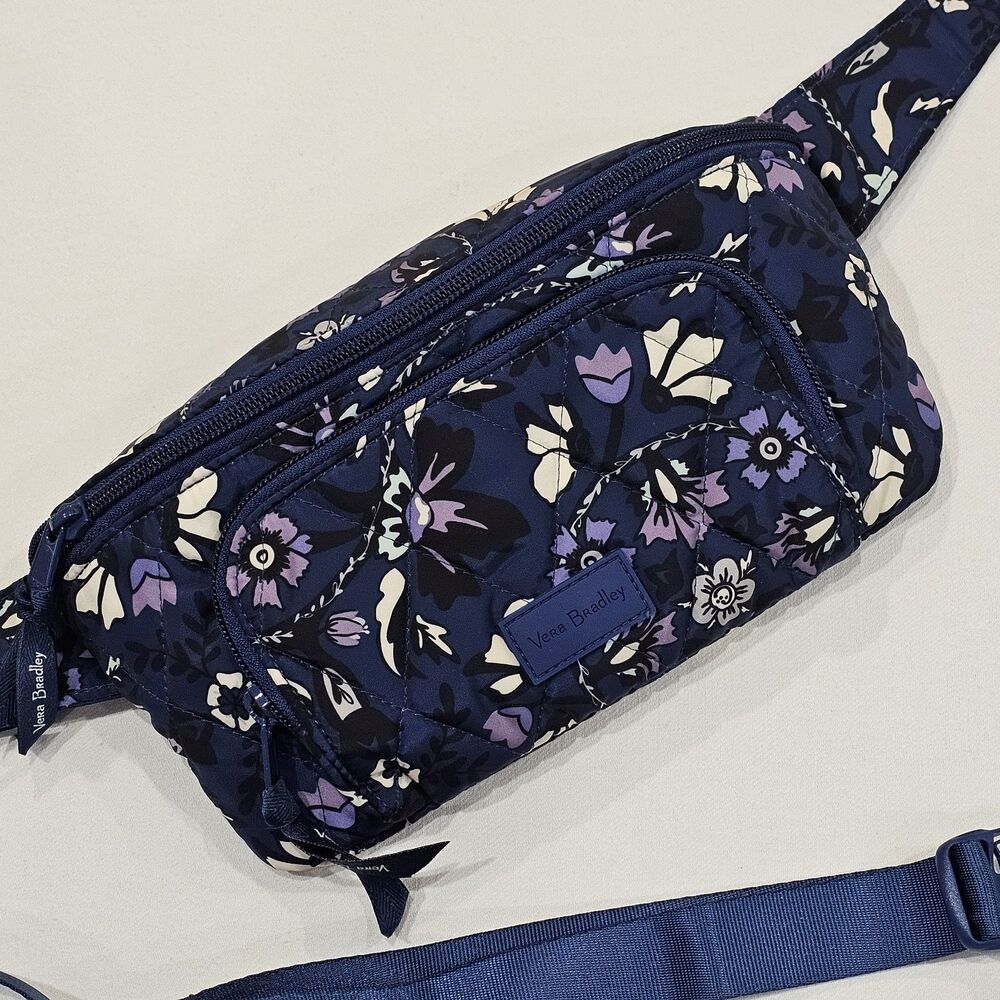 VERA BRADLEY ReActive Sling Belt Bag Lavender Meadow RFID Floral Fanny Pack